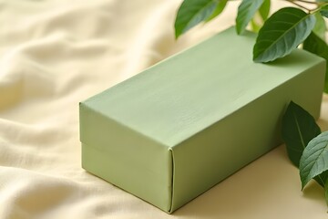 Sage Green Gift Box with Natural Elements, Eco-Friendly Packaging