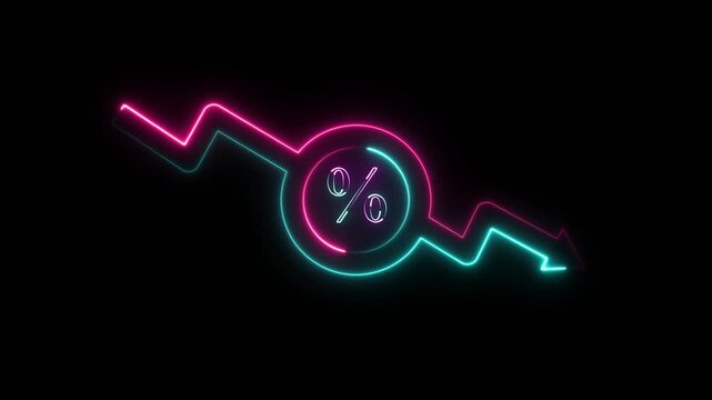 Arrow rising with percent icon representing about Interest rates, income taxes, and inflation. Isolated transparent background.