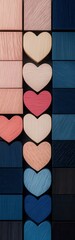 Obraz premium Textured Hearts in Pink, Coral, and Blue Shades