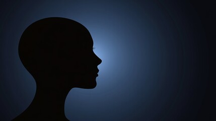 Obraz premium Abstract Silhouette of a Head Symbolizing Anxiety and Negative Emotions, Minimalistic and Moody Atmosphere