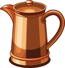 old fashioned copper old handle jug vector art illustration
