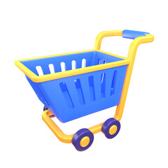 3D Shopping Cart Icon with Perspective View