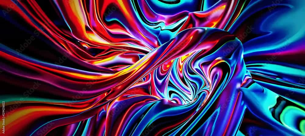 Poster dynamic flow of vibrant abstract colors swirling in a mesmerizing fluid motion
