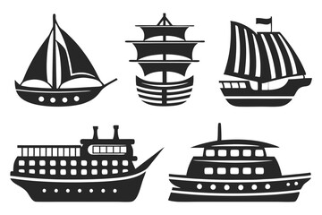 set of Ship silhouette vector illustration