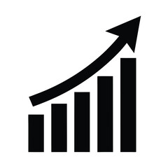 Dynamic rising arrow graph silhouette powerfully represents robust business growth and remarkable strategic progress