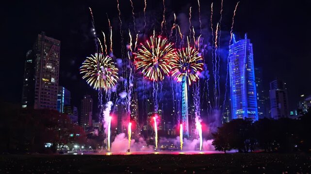 Fireworks with Glowing Sparks