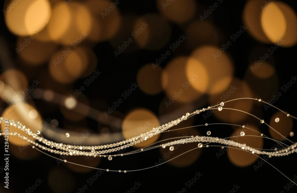 Poster golden bokeh lights and sparkling strands create a magical atmosphere. generative ai