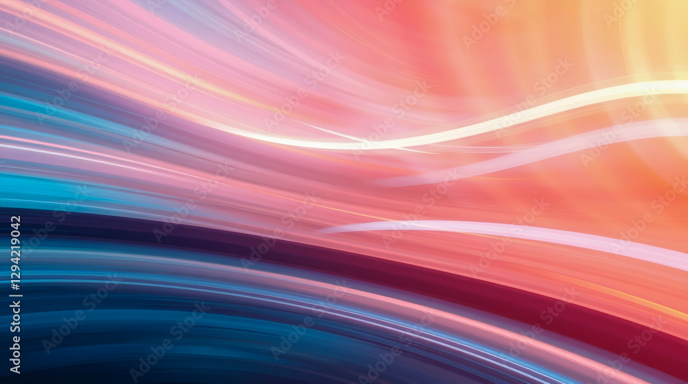Poster Vibrant abstract lines create a dynamic flow of colors in a surreal background. Generative AI