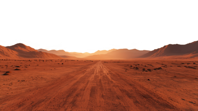 Desert road with heat haze and mirage effects in vast landscape