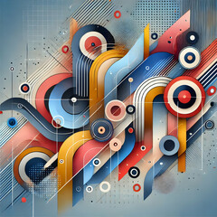 Obraz premium A modern abstract design with colorful geometric patterns and smooth textures, ideal for use in digital design or as a trendy wallpaper backdrop.