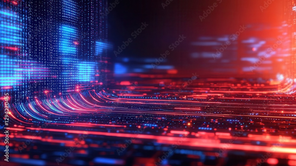 Aufkleber big data flow in cyber network futuristic digital background