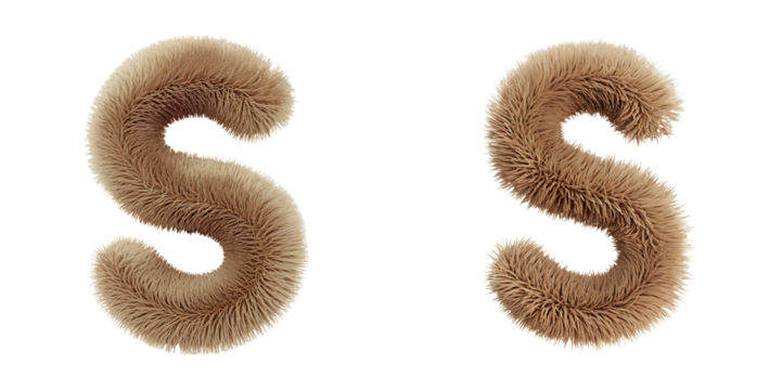Fluffy Three-Dimensional Object Shaped Like Letter S