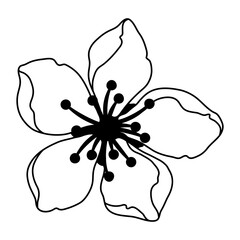 Illustration of spring flower bud. Apple, sakura or cherry blossom.