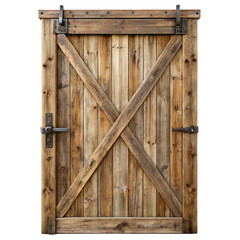 Rustic barn door isolated on transparent background  
