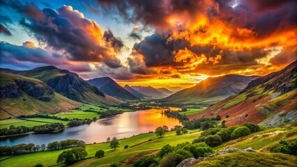 Dramatic Sunset over Ennerdale Valley, Lake District, Cumbria, UK - Candid Landscape Photography