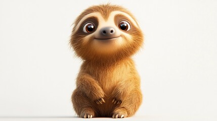 Adorable 3D Rendered Baby Sloth: A Cute and Fuzzy Friend