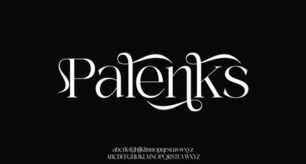 Palenks, premium luxury elegant alphabet letters and numbers. Vintage wedding typography classic serif font decorative vintage retro. creative vector illustration