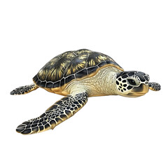 Obraz premium 3D vector icon of Hawksbill sea turtle isolated on transparency background