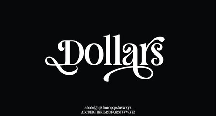 Dollars, premium luxury elegant alphabet letters and numbers. Vintage wedding typography classic serif font decorative vintage retro. creative vector illustration