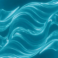 Fototapeta premium A futuristic holographic background with glowing cyan waves shifting in a prism effect. The waves have pearlescent reflections, ultra-realistic light distortions, and crystal-clear details. The atmosp