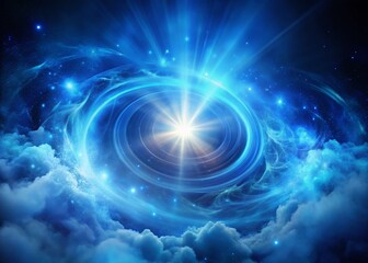 Mystical Blue Light Beam Through Mist - Serene Artistic Background