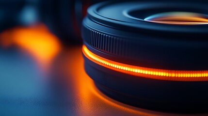 Illuminated Camera Lens Closeup