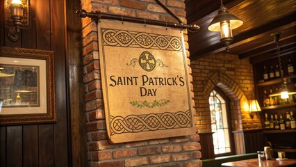 Saint Patrick's Day banner in a cozy mood celebrating tradition against a rustic pub backdrop with words concept