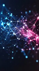 Obraz premium Digital Network Visualization: A stunning display of interconnected nodes and lines, a representation of the digital world. Capturing a network of connectivity.
