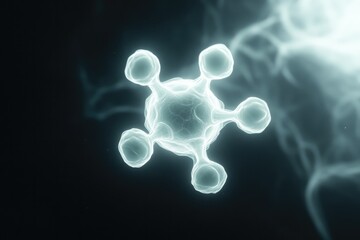 Glowing molecular structure surrounded by ethereal smoke, creati