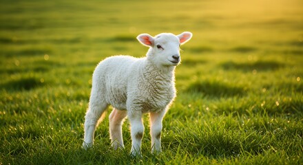 Obraz premium Easter Lamb in a Spring Meadow – Symbol of Purity and Renewal