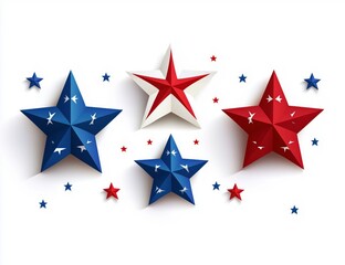 Obraz premium Patriotic Star Array: A striking array of red, white, and blue stars, arranged in a captivating composition, embodies the spirit of patriotism and national pride. A vivid representation of freedom.