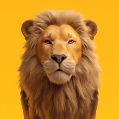Fototapeta premium Lion digital illustration. Animal lion concept poster. Creative graphic design. Graphic design art. AI artwork. 