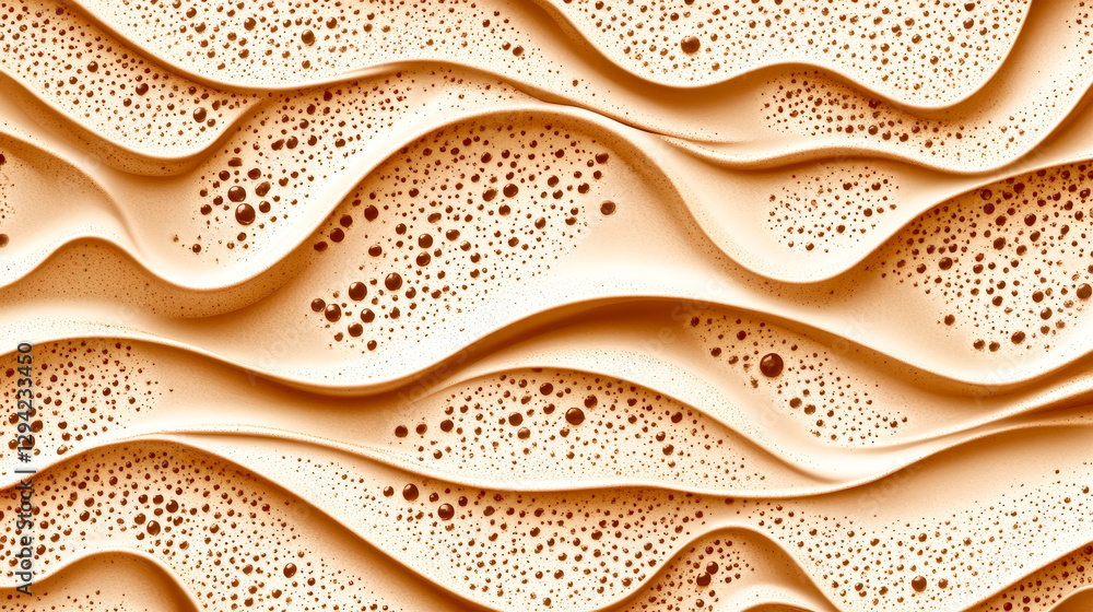 Aufkleber Textured surface with flowing patterns and bubbles resembling waves in a creamy substance