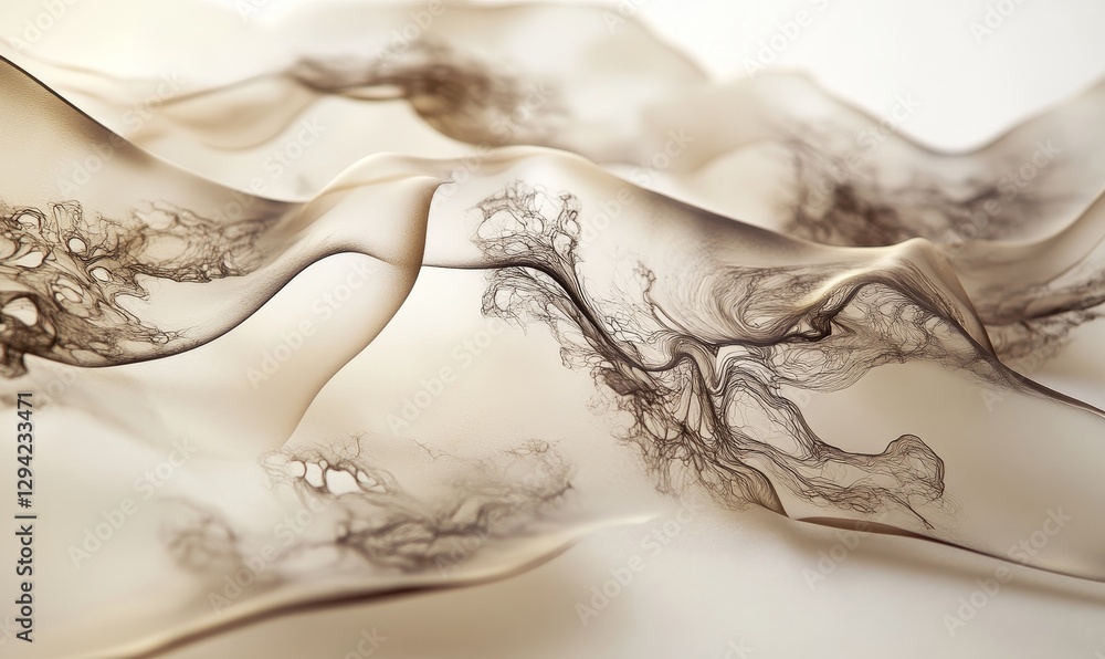 Poster abstract waves flow across a subtle landscape.