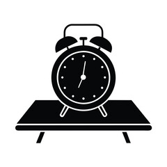 Modern classic alarm clock silhouette elegantly rests on the conference table to ensure meeting timeliness