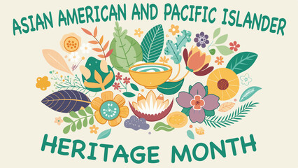 Naklejka premium Asian Pacific and Pacific Islander Heritage Month, Asian American and Pacific Islander Heritage Month, AAPI Heritage Month