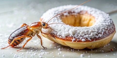 Drone View: Cockroach Eating Donut - Hilarious Insect Macro Photography