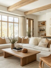 Fototapeta premium A modern living room featuring a comfortable sofa and decor