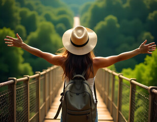 young woman on the bridge