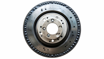 Isolated rear car brake drum - detailed view, white background