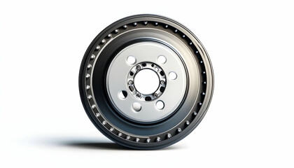 Isolated rear car brake drum - detailed view, white background