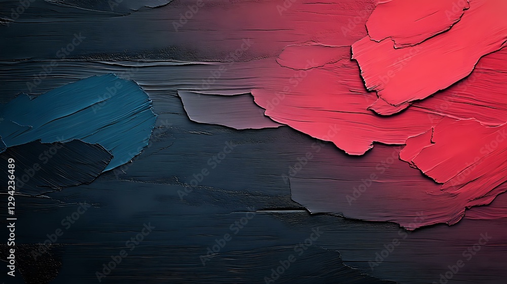 Aufkleber abstract textural background with layers of peeling paint in deep blue and vibrant red creating dram