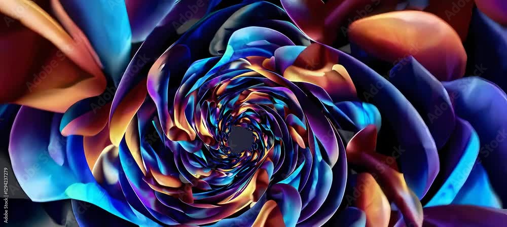 Poster dynamic abstract spiral motion in vivid multicolor swirl pattern