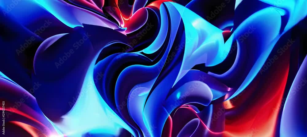 Poster Dynamic neon waveforms transition in vibrant abstract animation loop