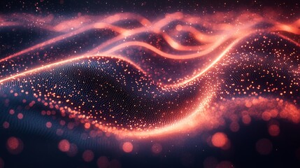 Verified data streams forming a glowing abstract shape, secure network representation