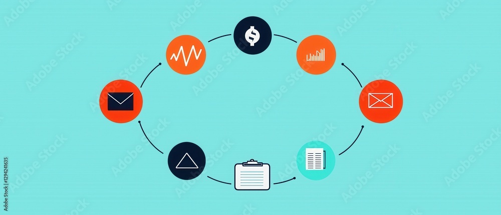 Poster goal setting infographics concept. circular wheel infographic categorizing different data analytics 