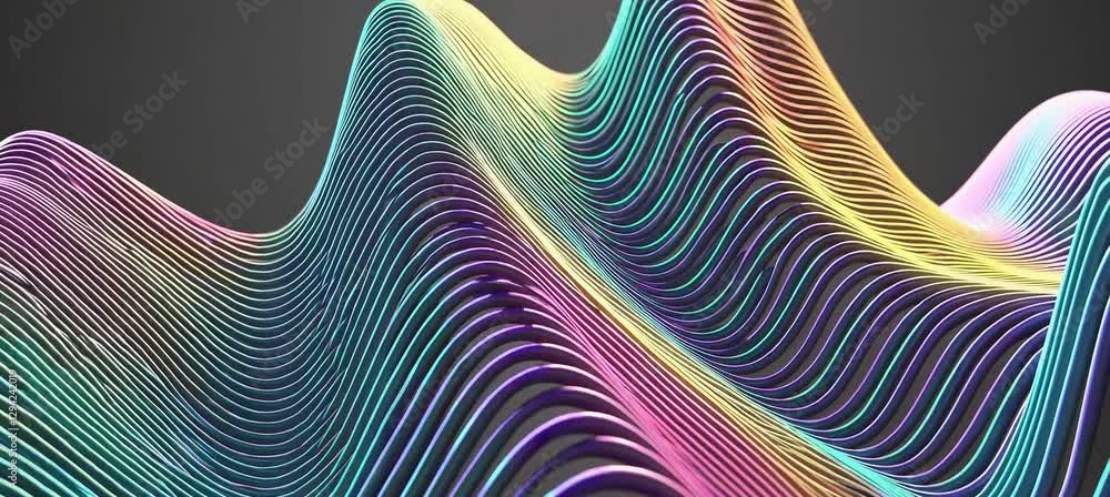 Poster vibrant waveforms displaying seamless dynamic motion in abstract colorful layers