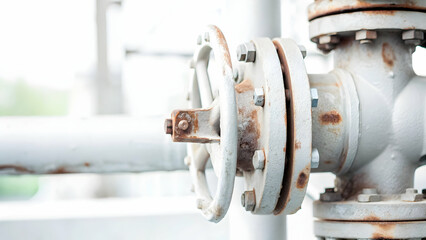 Rusty Industrial Valve Close-Up: Weathered Texture & Details in Manufacturing