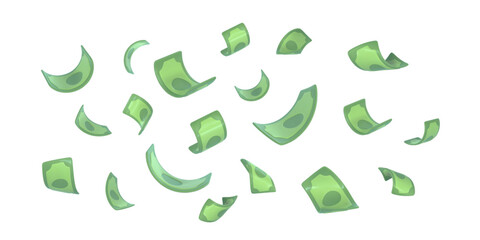 3d dollar notes falling. Financial success concept. Vector illustration