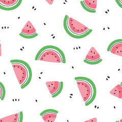 watermelon slices vector seamless pattern